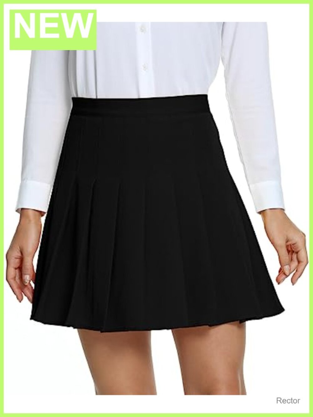 High Waisted Pleated Uniform Mini Skirt Polyester